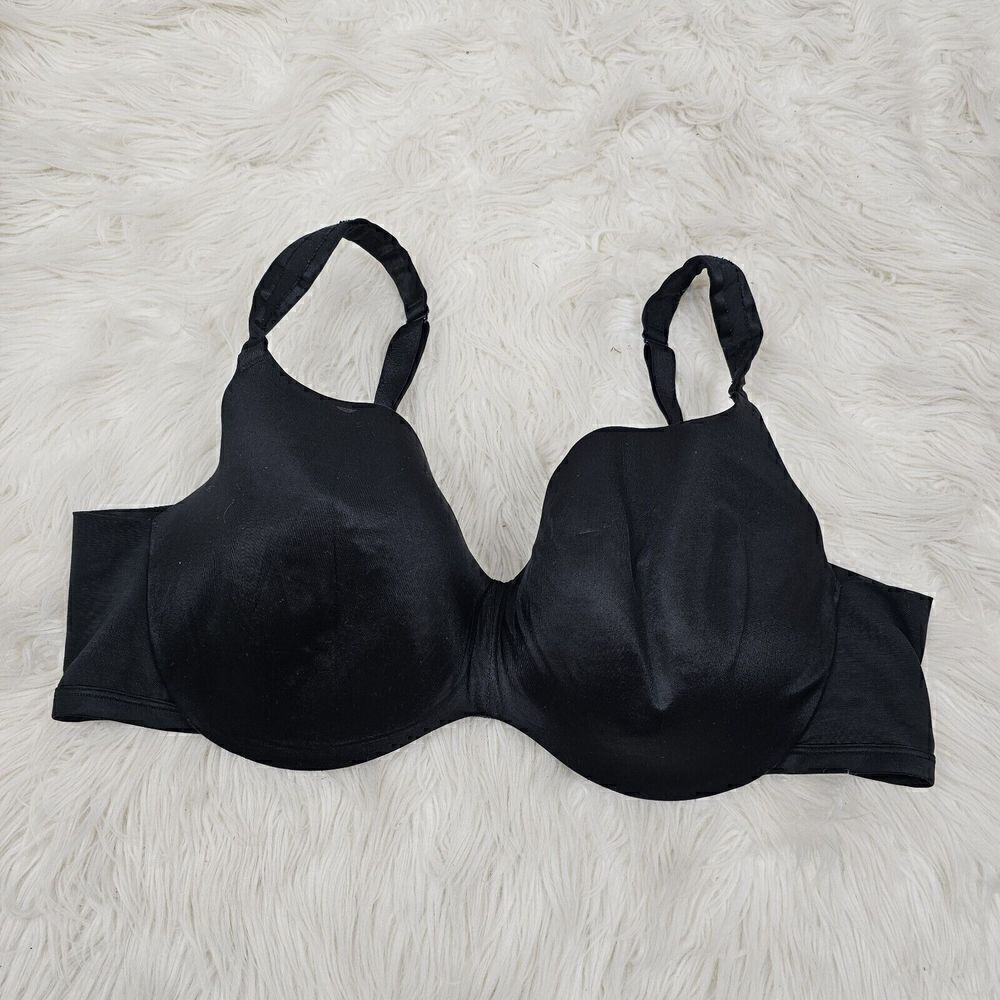 Cacique Black Lightly Lined Balconette Bra in Size 46D Push Up